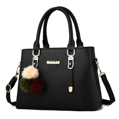 China Fashion 2023 European and American Fashion PU Large Handbag for Women Hair Ball Shoulder Messenger Bag for sale