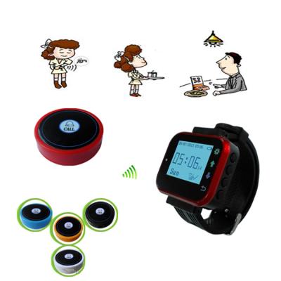 China 55*45*18mm Alpha Digital Watch Pager Restaurant Tea Home Visit Waiter Wireless Server Pager Service System for sale