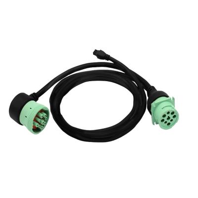 China Green Universal Cars 2021 9 pin J1939 male to female 9pin J 1939 box bus cable j1939 eld cable for sale