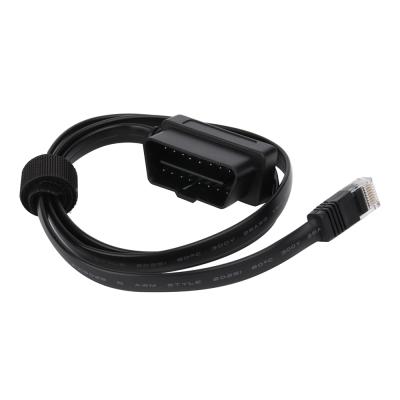 China Universal Cars OBDII Flat Rj45 Cable 16 Pin Male Right Dend To RJ45 To OBD OBD2 Cable For VGA Interface DIY Diagnostic Programming for sale