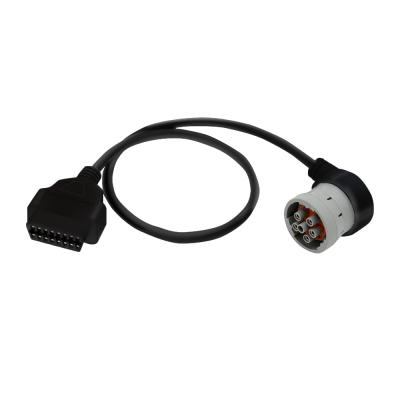 China Universal Cars Male To J 1908 Bus Cable OBD 2 OBD II Right Angle Adapter Cable for sale