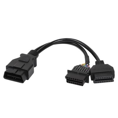 China Car Factory 16 Pin Male To Female OBD2 OBD II OBD 2 Cable Y Cable Y Cable for sale