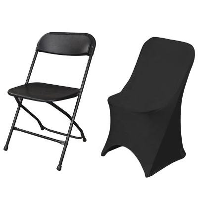 China Simple Black Spandex Folding Chair Covers Banquet Chair Seat Covers for Wedding Banquet Decoration for sale