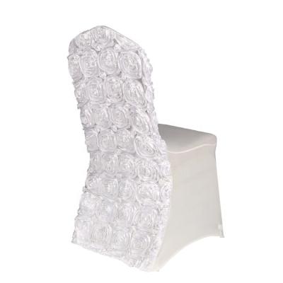 China Basic Model White Wedding Rosette Spandex Chair Cover Elegant Event Wholesale Simple for sale