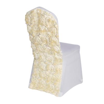 China New Simple Design Rosette Spandex Chair Cover for Wedding Hotel and Banquet for sale