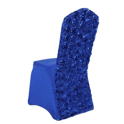 China Single Satin Rosette Spandex Wedding Back Chair Covers For Events Party Decoration for sale