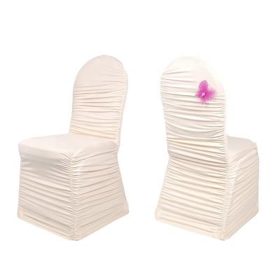 China Easy To Clean Accept Customized Designs Ruffled Spandex Chair Cover for sale