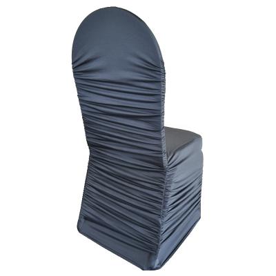 China Durable Elegant Machine Washable Ruffled Ruched Spandex Chair Cover For Wedding Banquet for sale