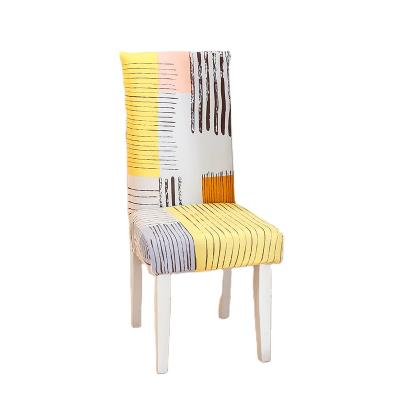 China Beautiful Simple Dining Chair Seat Covers Printing Stretch Elastic Spandex Covers For Office Banquet Dining Room for sale