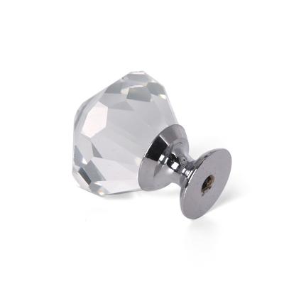 China Wholesale Fine Workmanship Diamond Crystal Glass Knob Factory Price Modern Light Knobs Diamond Shape Design Crystal Glass for sale