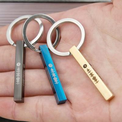 China Wholesale Leather Gold Vertical Bar Music Brass Key Chain Spotify Code Scannable Key Chain for sale