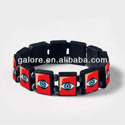 China Wooden Fashion Red Evil Eye Cheap Greek Bracelet Custom Design for sale