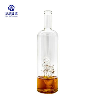 China Custom Beverage Dragon In Transparent Empty Glass Bottle For Whiskey Liquor for sale