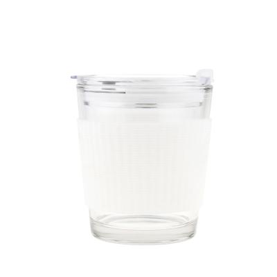 China 350ML Food Grade Travel Viable Glass Tumbler Cup With Lid And Silicone Straw Sublimation Coffee Milk Mug for sale