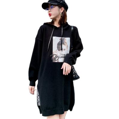 China Anti-wrinkle factory autumn winter long hoodie dresses pullover for women korean oversized loose hoodie women for sale