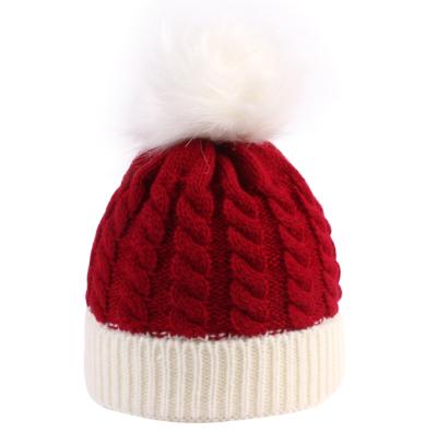 China 2020 New Christmas Knitted Baby Yarn Striped Winter Knitting Hat For Kids And Baby for sale