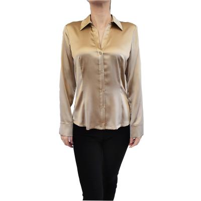 China Luxury Women Ladies Anti-pilling Blouses Autumn Summer Casual Long Sleeve Women Satin Silk Blouse for sale