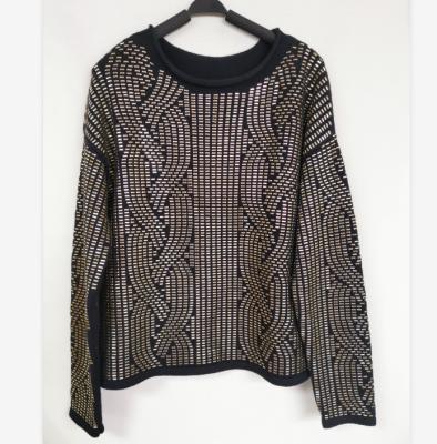 China Anti-wrinkle Autumn O-neck Sequined Beading Pullover Knit Women's Sweaters for sale