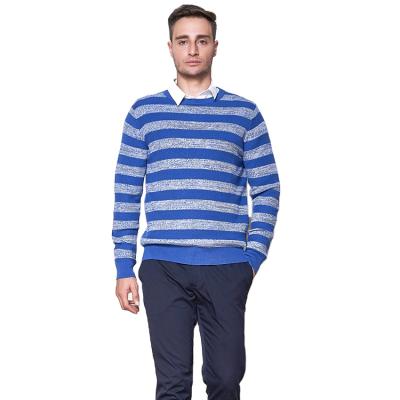 China Anti-Wrinkle 100% Cotton Winter Autumn O-Neck Striped Long Sleeve Sweater Mens Crewneck Mens Sweater for sale