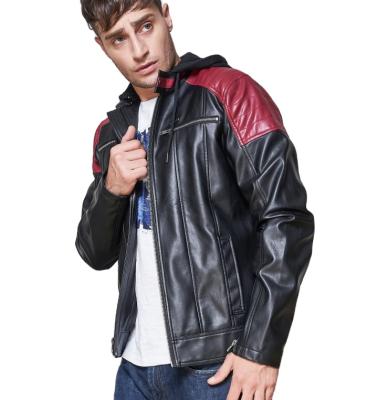 China Winter PU Zipper Coat Waterproof Hooded Bomber Jacket Leather Jackets for sale