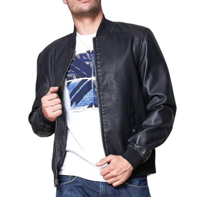 China Autumn Spring Leather Jacket Full Zipper PU Motorcycle Waterproof Man Jacket for sale