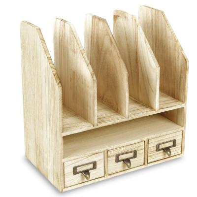 China Large Capacity Office Room Natural Non-Toxic Home Decorative Books Folder Solid Wood Organizer for sale