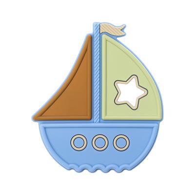 China 100% Food Grade Silicone New BPA Free Babies Teether Toy Sailboat Silicone Teether Silicone Baby Teethers for sale