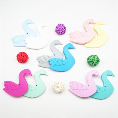 China New Eco-Friendly Swan Teether Charms Nursing Accessories Newborn Shower Gift Bite Toys Baby Silicone Teether for sale