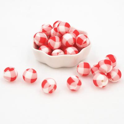 China 15mm Eco-friendly Silicone Bead DIY Food Grade Printing Round Ball Loose Chewable Infant Baby Teether Bead for sale