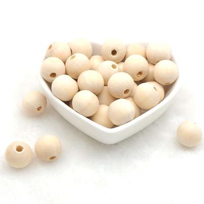 China Wholesale 20mm Eco-friendly Series Natural Maple Wood Beads Baby Teething Wooden Beads For Jewelry Making for sale