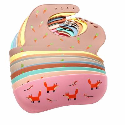 China High Quality Free Printing Custom Adjustable Washable Soft Silicone Boy Girl Bibs BPA Baby Feeding Bib For Baby for sale