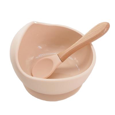 China 2021 New Baby BPA Free Wholesale Baby Silicone Bib Set Suction Feeding Cutlery Bowl With Spoon for sale