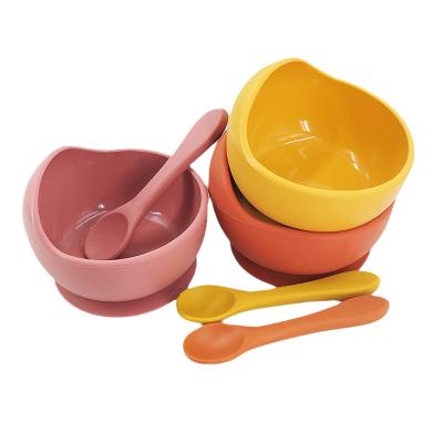 China BPA Free Promotion Baby Feeding Supplies Feeding Set 100% Food Grade Silicone Baby Bowls With Spoon for sale