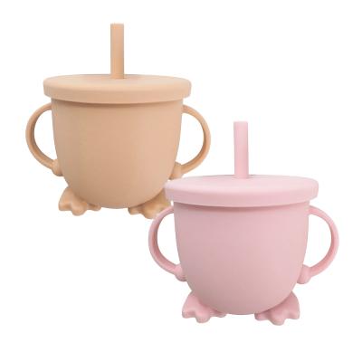 China Custom BPA Free Baby Feeding Learning Drinking Cup With Silicone Straw BPA Free Leakproof Silicone Straw Cup for sale