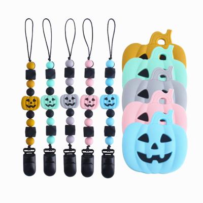 China Cheapest BPA Free Wholesale Prevent Falling Pacifier Chain Pumpkin Clip Waterproof Cute Type for sale