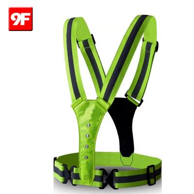 China Wholesale Flashing Recycling LED 9F Lit Belt Safety Adjustable Running Reflective Vest for sale