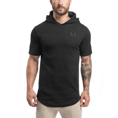 China New Style Fashion Man Gym Cotton Breathable Hoodies With Short Sleeves Fitness Casual Men Sports Hooded Sweatshirt for sale