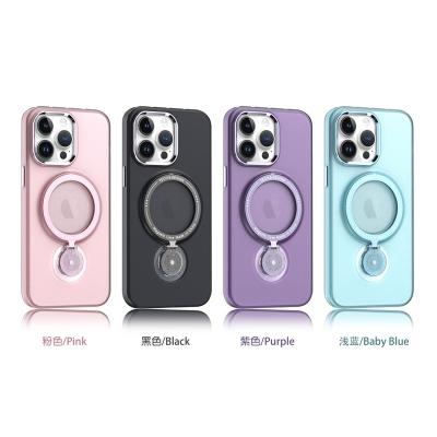 China 360 Rotation Shockproof Ring Holder Frosted Translucent Hard PC Back Cover For iPhone 14 13ProMax TPU Phone Case for sale