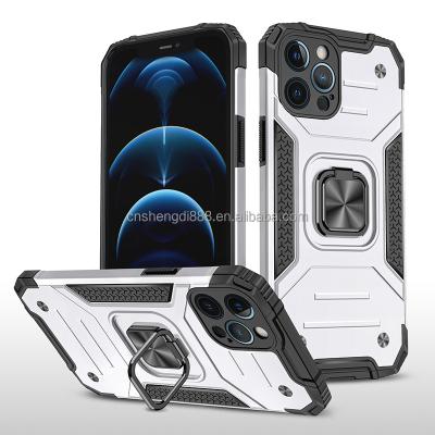 China New Fashionable Lightweight Shockproof High Protective Phone Case For iPhone 12 pro With Metal Ring Kickstand Phone Case for sale