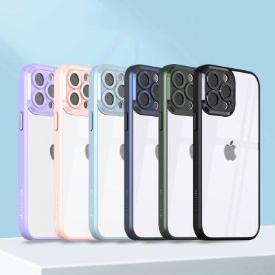 China Luxury Shockproof Plating Logo Hole Shockproof Phone Case Clear For iPhone 11 12 13 14 pro Max Lens Protective Cover for sale