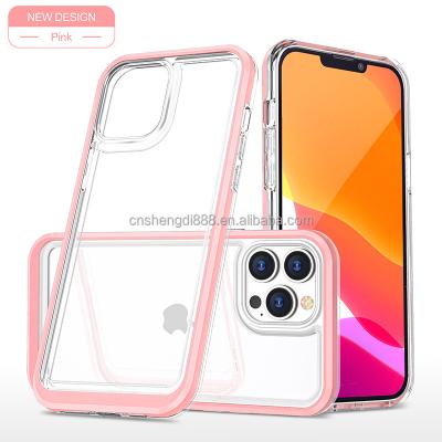 China Universal Shockproof Clear Tempered Glass Phone Case For iPhone 13 Smartphone Shockproof Cover For iPhone 14 Clear Case Para de fundas for sale