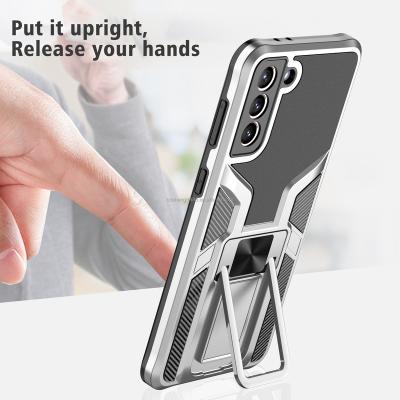 China Ring Bracket Shockproof Rugged Armor Shockproof Magnetic Cover For Samsung S21 Hard PC Cover With 360 Finger Ring Stand for sale