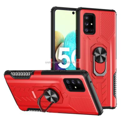 China Shockproof Heavy Duty Rugged Armor Back Cover For Galaxy Explorer A51 A52 A71 Phone Case With Magnetic Car Mount Holder Phone Case for sale