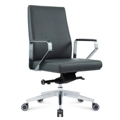 China Mid back leather boss office swivel desk chair reclining massage ergonomic office chair with caster wheel for sale