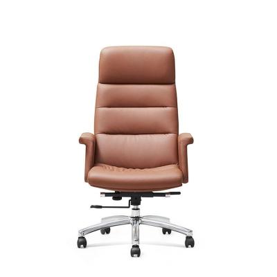 China Factory supply office furniture leather office chair with aluminum alloy flat feet ergonomic office chair for workplace for sale