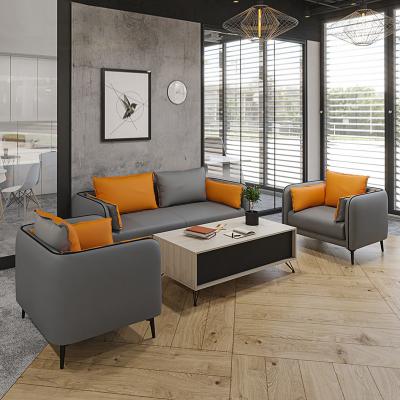 China Weniger einfach Gewerbliche Büromöbel Grau 3 Sitzplätze Büromöbel Büromöbel Sofa Ledersofa Set Modernes kleines Sofa zu verkaufen