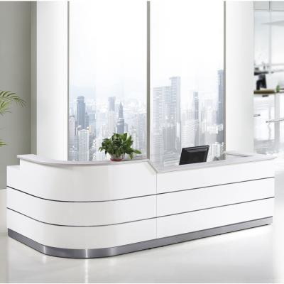 Chine Luxury White Front Desk Counter Reception Desk Modern Solid Surface Office Furniture Reception Desks à vendre