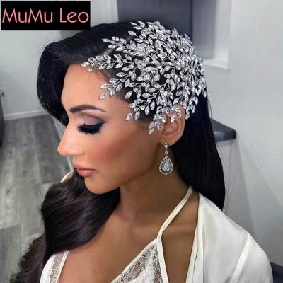 China African Bridal Accessories Sparkly Silver Foil Bridal Headpiece For European Style Wedding Rhinestone Party Hair Accessories For Women for sale