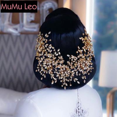 China Accessories 2022 Floral Luxury Gold Hair Bling Fin Crystal Jeweled Vine Hair Accessories for sale