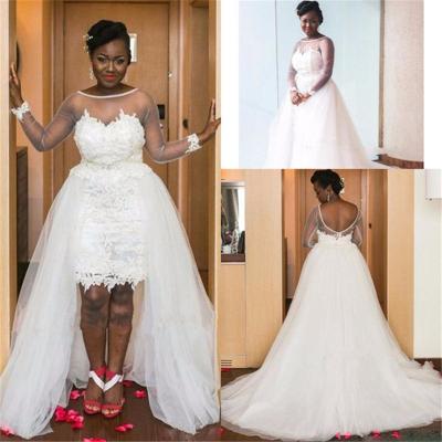 China Plus Size Alibaba Short Wedding Dresses With Detachable Skirt 2 In 1 Wedding Dresses Pictures And Prices for sale